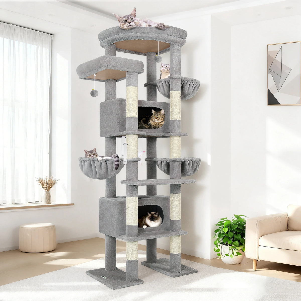 Globlazer Adjustable Multi-Level Cat Tree Tower with Condos and Hammocks