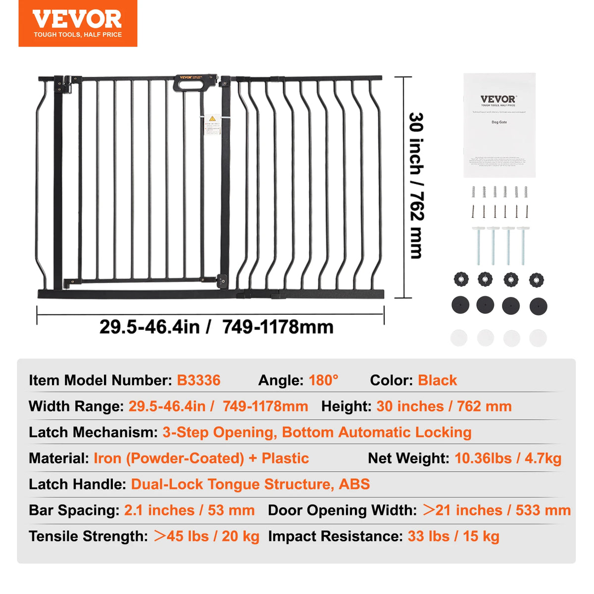SucceBuy Stainless Steel Pressure Mount Baby Safety Gate