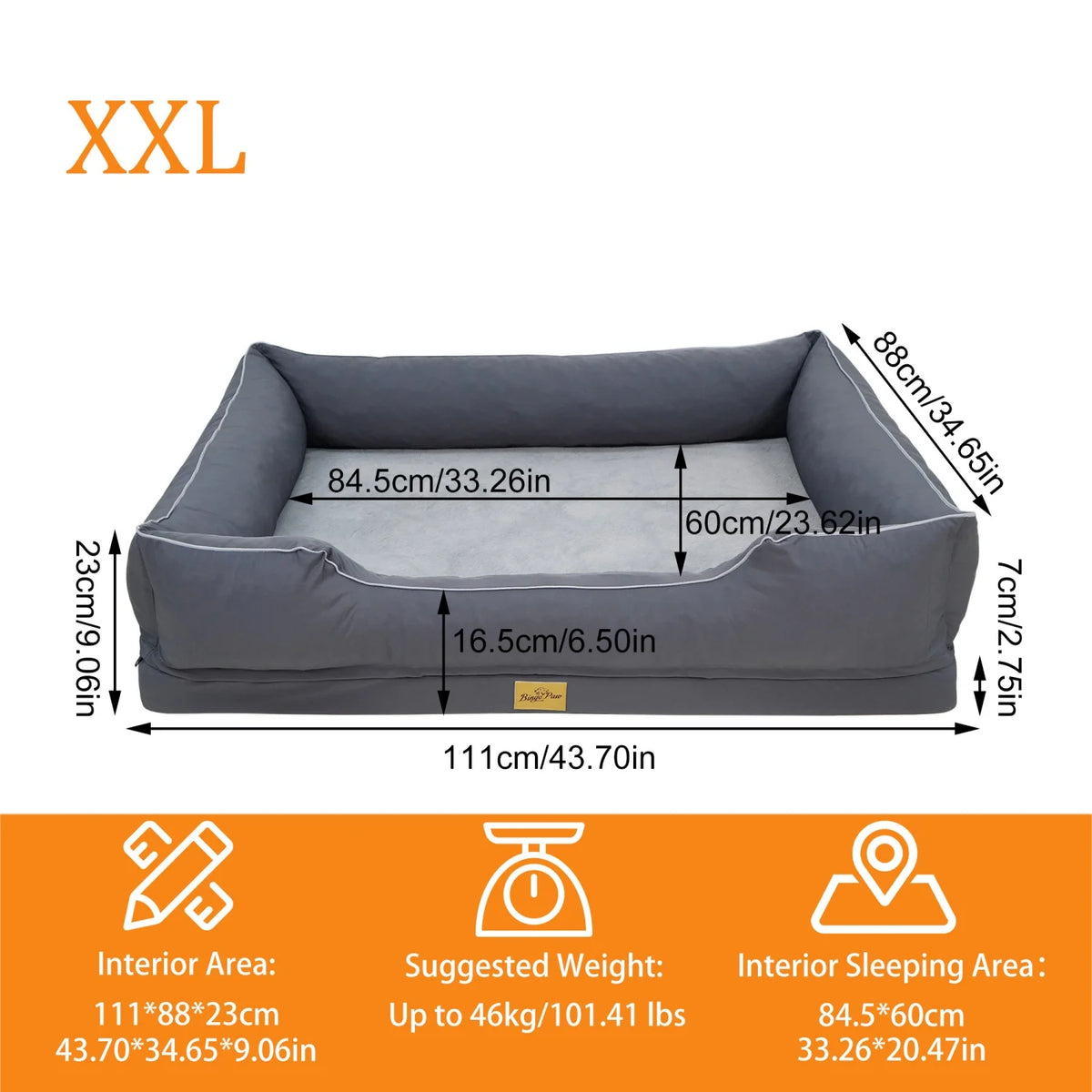 Bingopaw Orthopedic Dog Bed With Removable Washable Cover