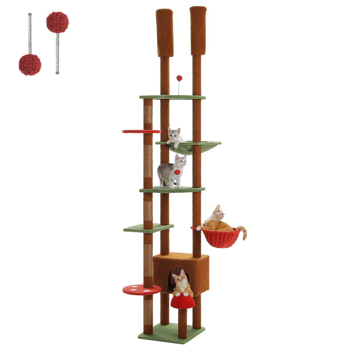 PAWZ Road Adjustable Wooden Cat Tree with Sisal Scratching Posts