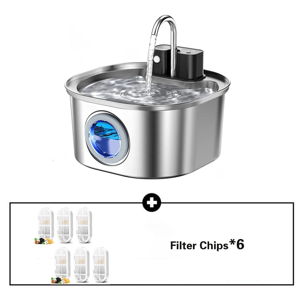 Automatic Stainless Steel Pet Water Fountain With Motion Sensor Display