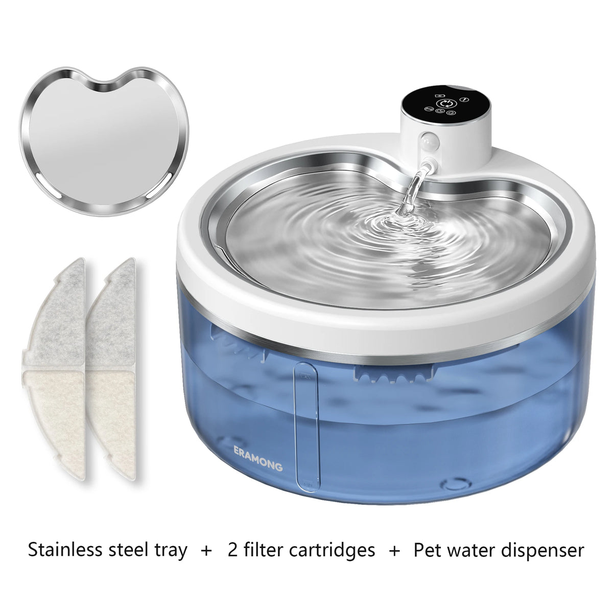 ERAMONG Wireless Stainless Steel Cat Water Fountain With Auto Sensor