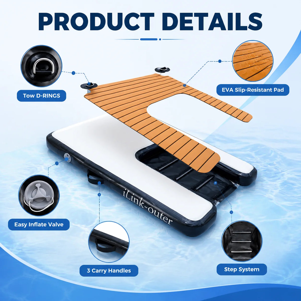 Vancen Inflatable Dog Ramp Lightweight Pet Water Accessory