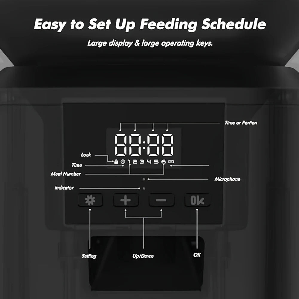 Nityers Cat Feeder With Voice Recorder And Stainless Steel Bowl