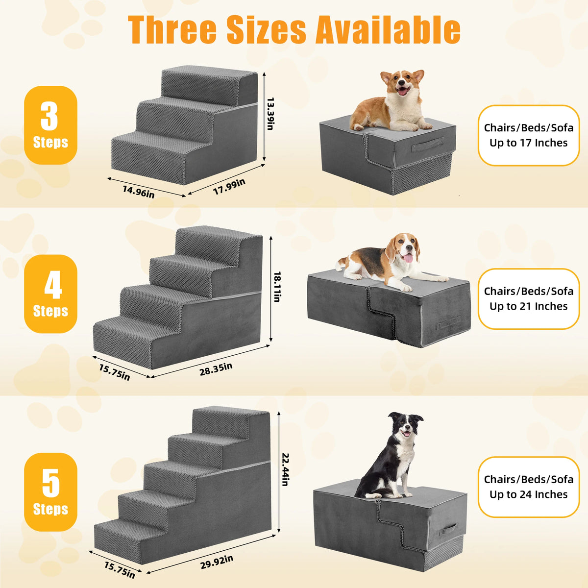 JHK High Density Foam Dog Stair Ramp For Indoor Use