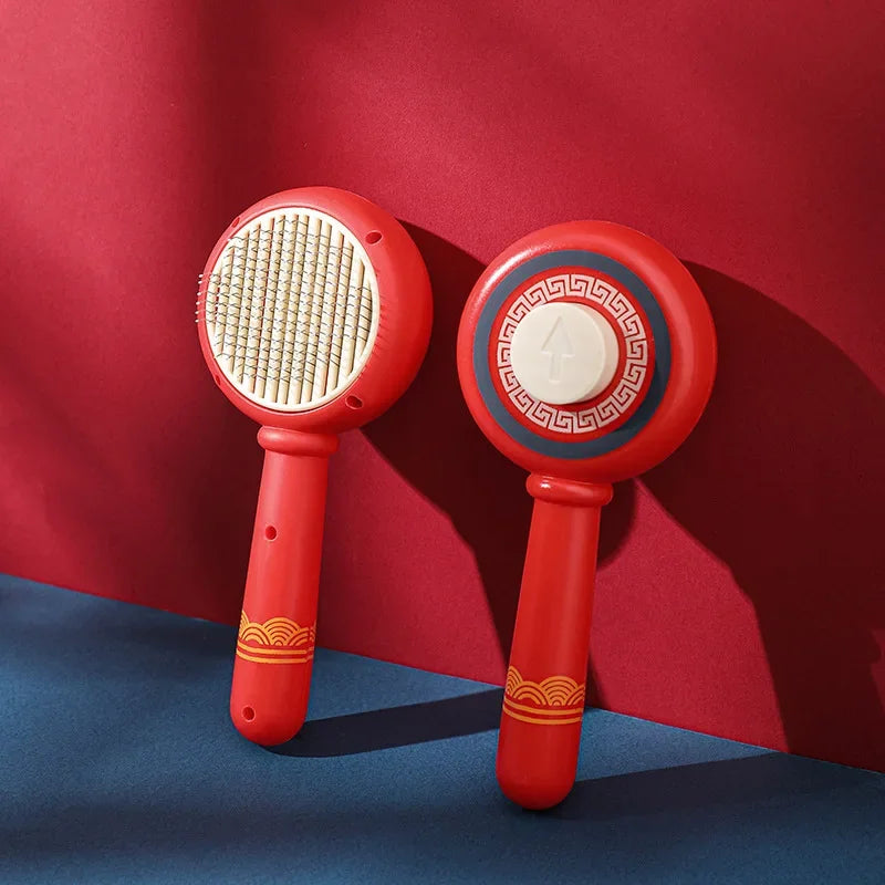 Long Hair Dog Cat Shedding Brush Multifunctional Bath Cleaning Grooming Comb Self-cleaning Pet Essential Supplies