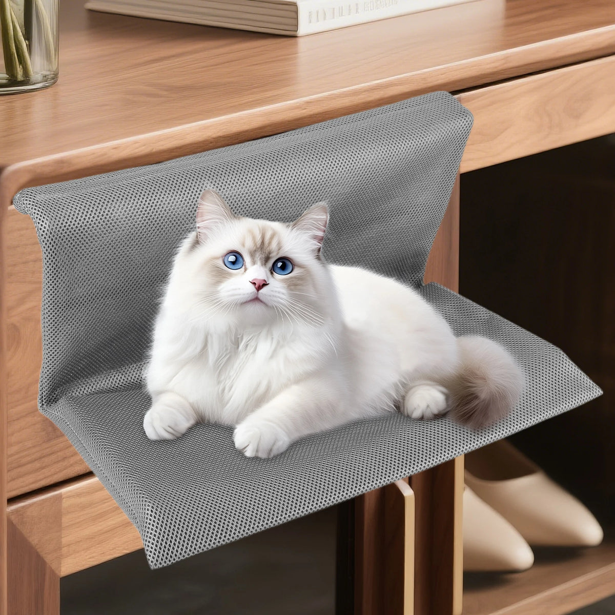 Cat Pet Animal Hanging Bed Detachable and Foldable Hanging Cat Nest Cats L-shaped Hammock for Cats and Kittens
