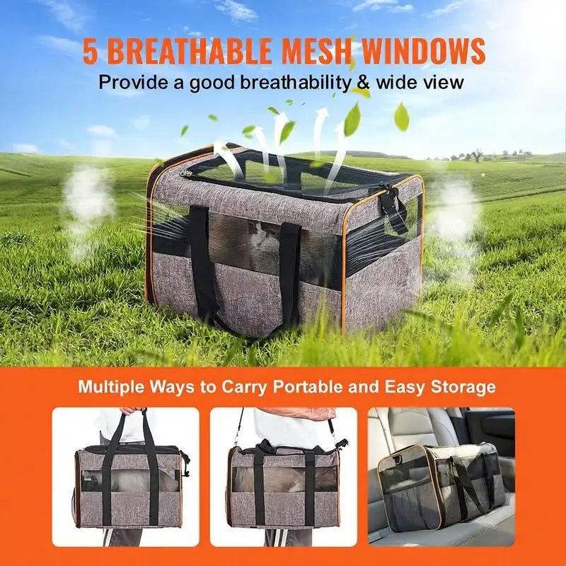 Nylon Airline Approved Rolling Pet Carrier with Handle and Bowl