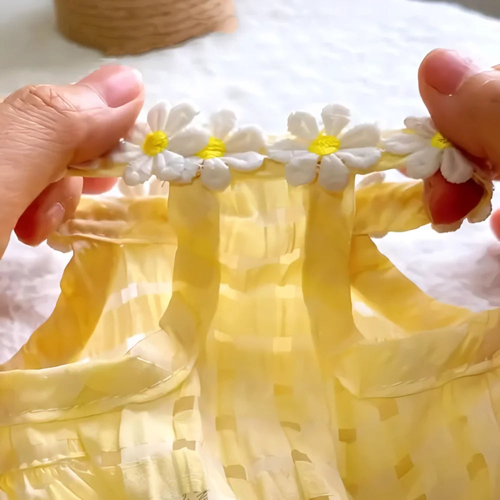 Breathable Floral Wreath Collar Dress for Cats and Small Dogs