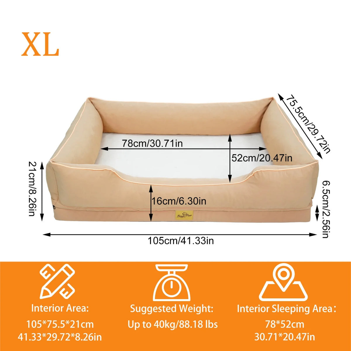Bingopaw Orthopedic Dog Bed With Removable Washable Cover