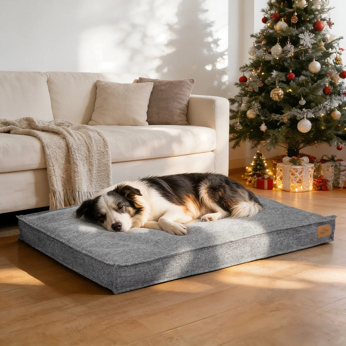 Bingopaw Waterproof Dog Bed With Cozy Linen Cover Foam Base