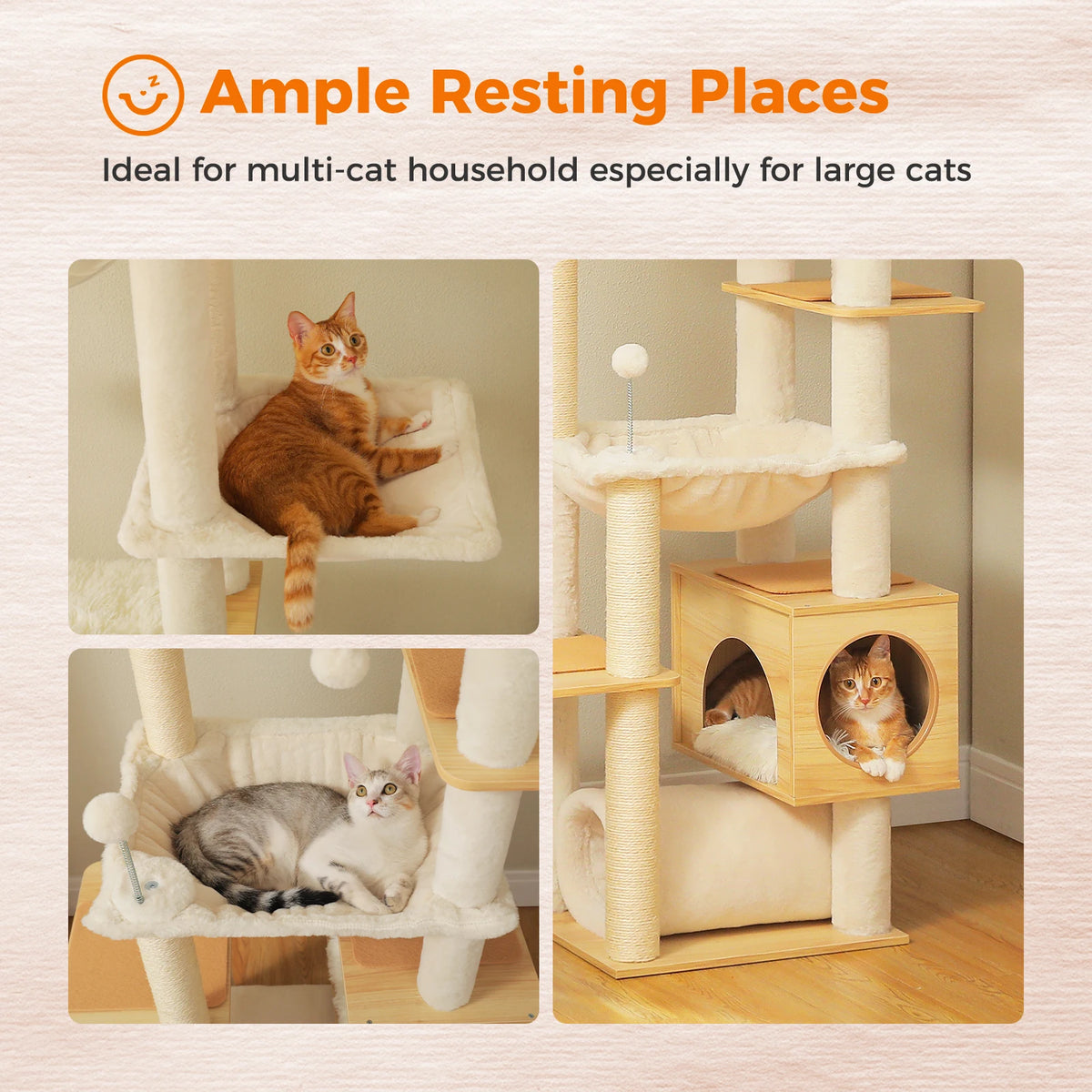 PAWZ Road Adjustable Wooden Cat Tree with Sisal Scratching Posts
