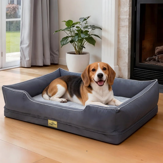 Borwart Orthopedic Dog Bed With Removable Cover And Cushy Bolster