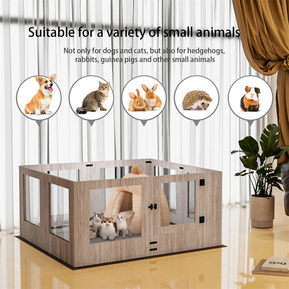 Borwart Heavy Duty Indoor Glass Dog Playpen With Waterproof Mat