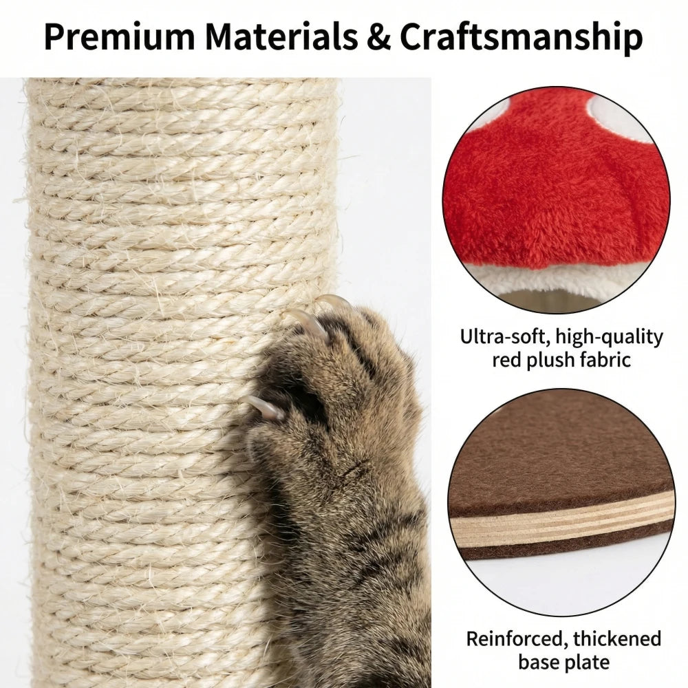 Mushroom Cat Tree Multi Level Indoor Cat Tower with Sisal Scratching Posts Cozy Condo and Plush Platforms for Climbing