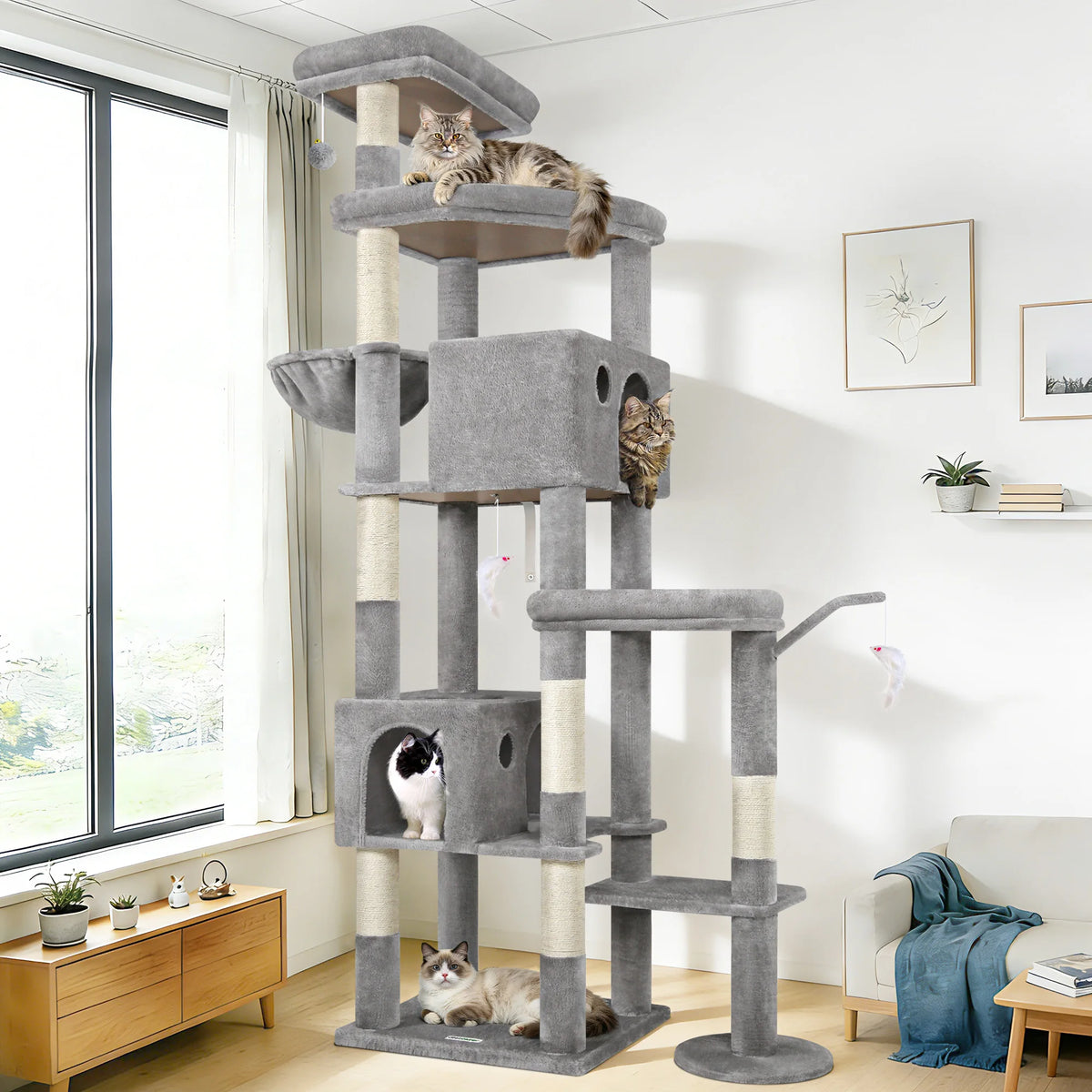 Globlazer Multi-Level Cat Tree Condos Hammock and Sisal Scratching Posts