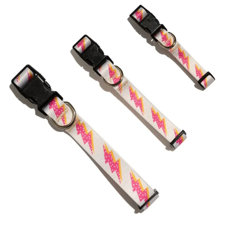 Dog Collars, Lightning Bolt Fashion Pet Collar, Pink, Medium