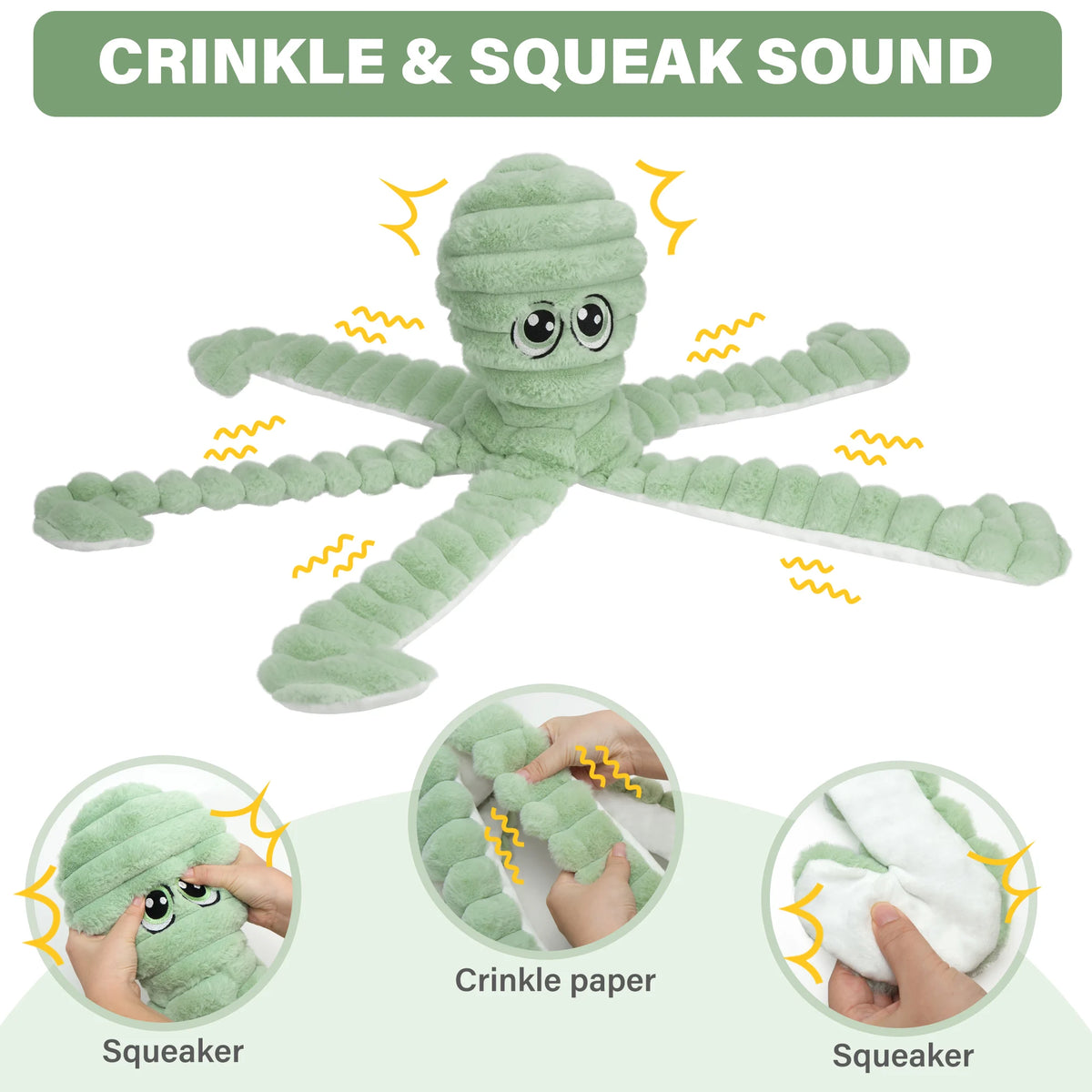 Octopus Design Squeaky Plush Dog Chewing Toy For Teething