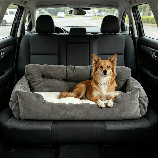 Portable Pet Car Seat With Safety Leash Storage Pockets