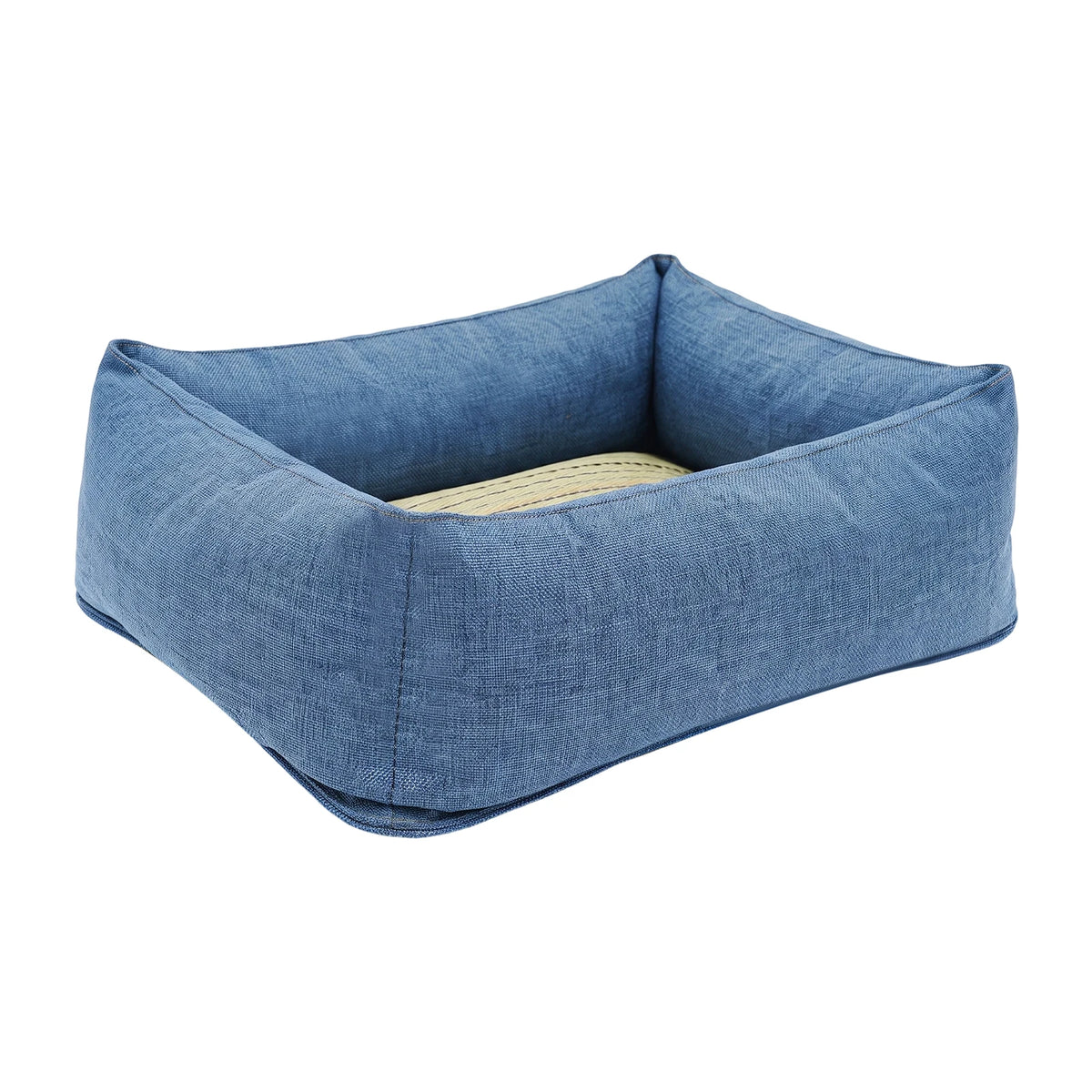 Natural Rush Grass Pet Bed With Raised Edge Non-Slip Base