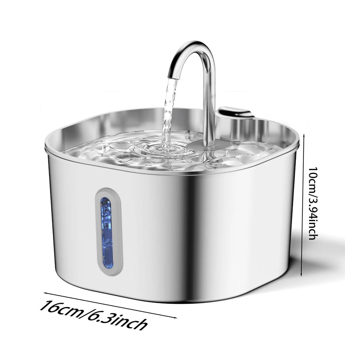 Stainless Steel Silent Cat Water Fountain Led Pet Dispenser