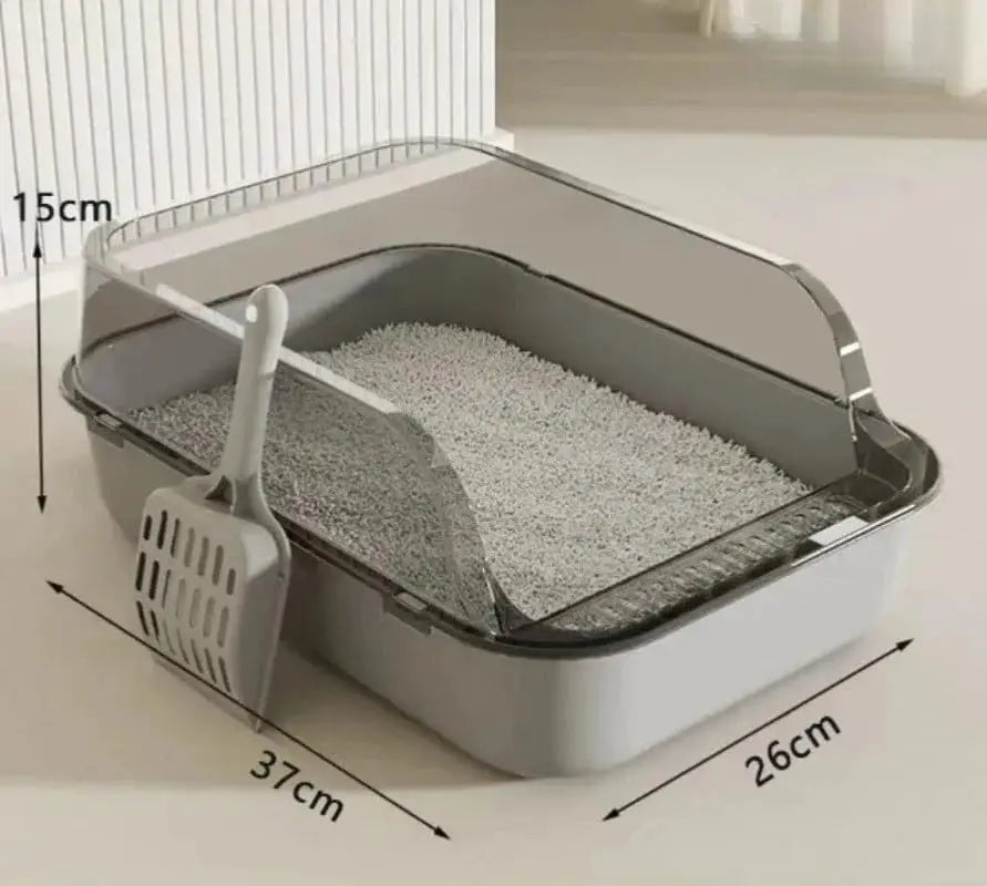 Semi Enclosed Cat Litter Box With High Sides Indoor Use