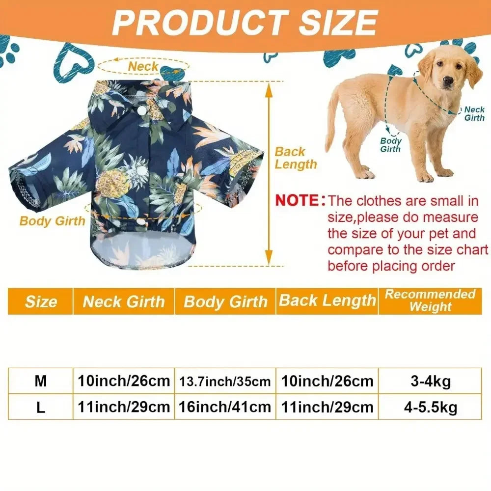 Hawaiian Floral Dog Shirts, Breathable Summer Pet Apparel Set