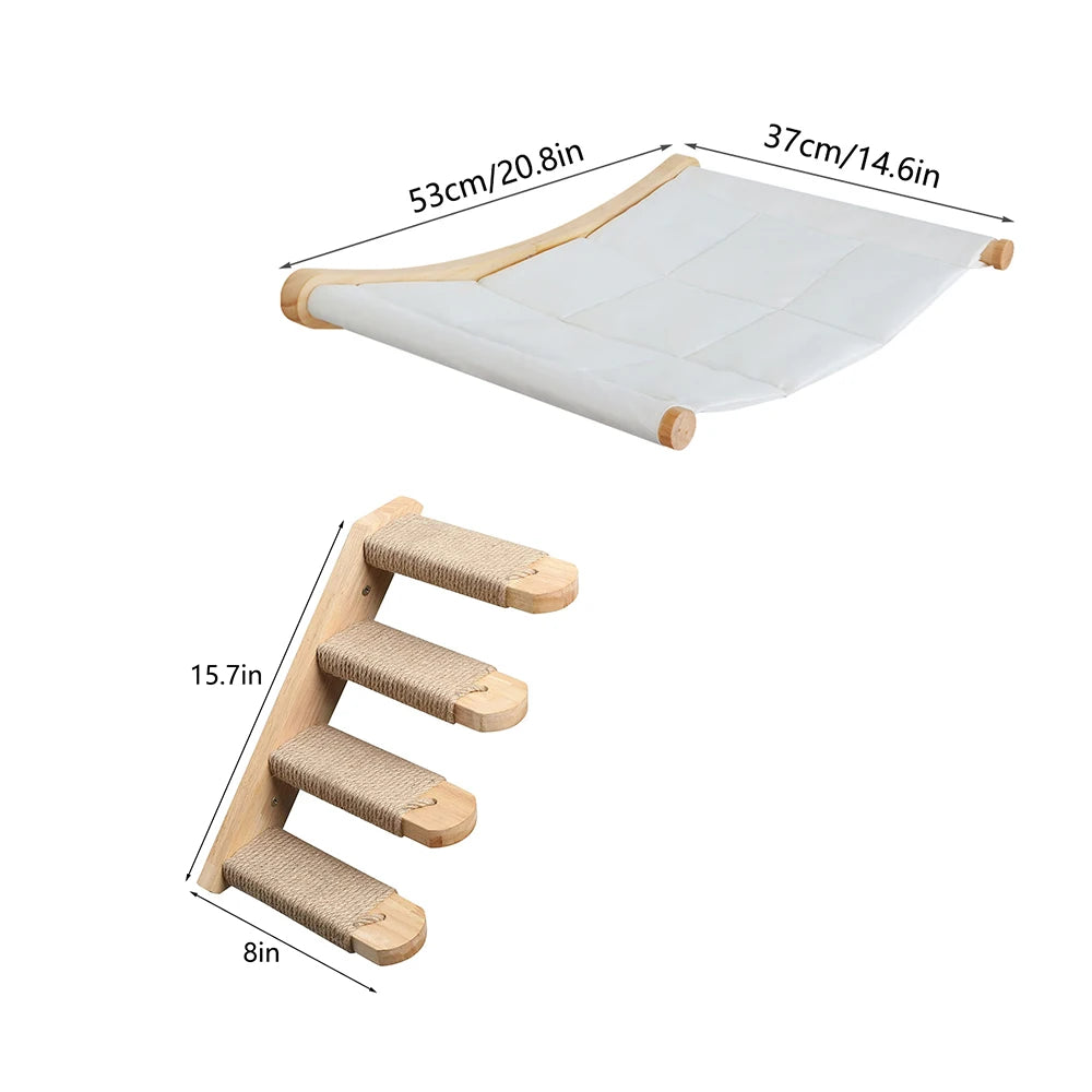 CWV Wall Mounted Cat Hammock Climbing Shelf With Scratching Perch