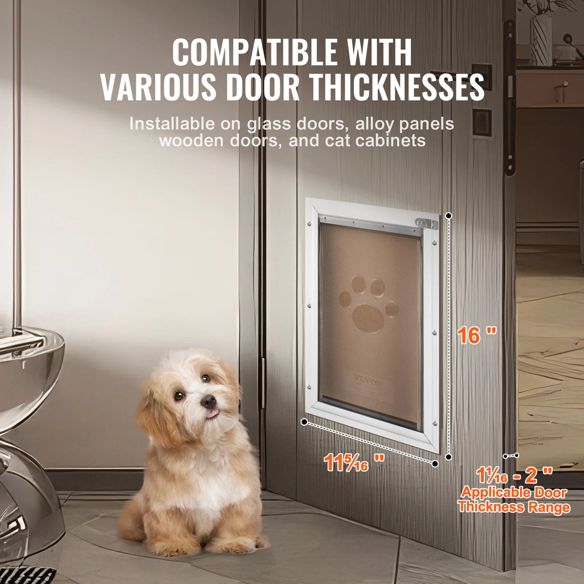 Weatherproof Aluminum Pet Door With Lock And Flap System