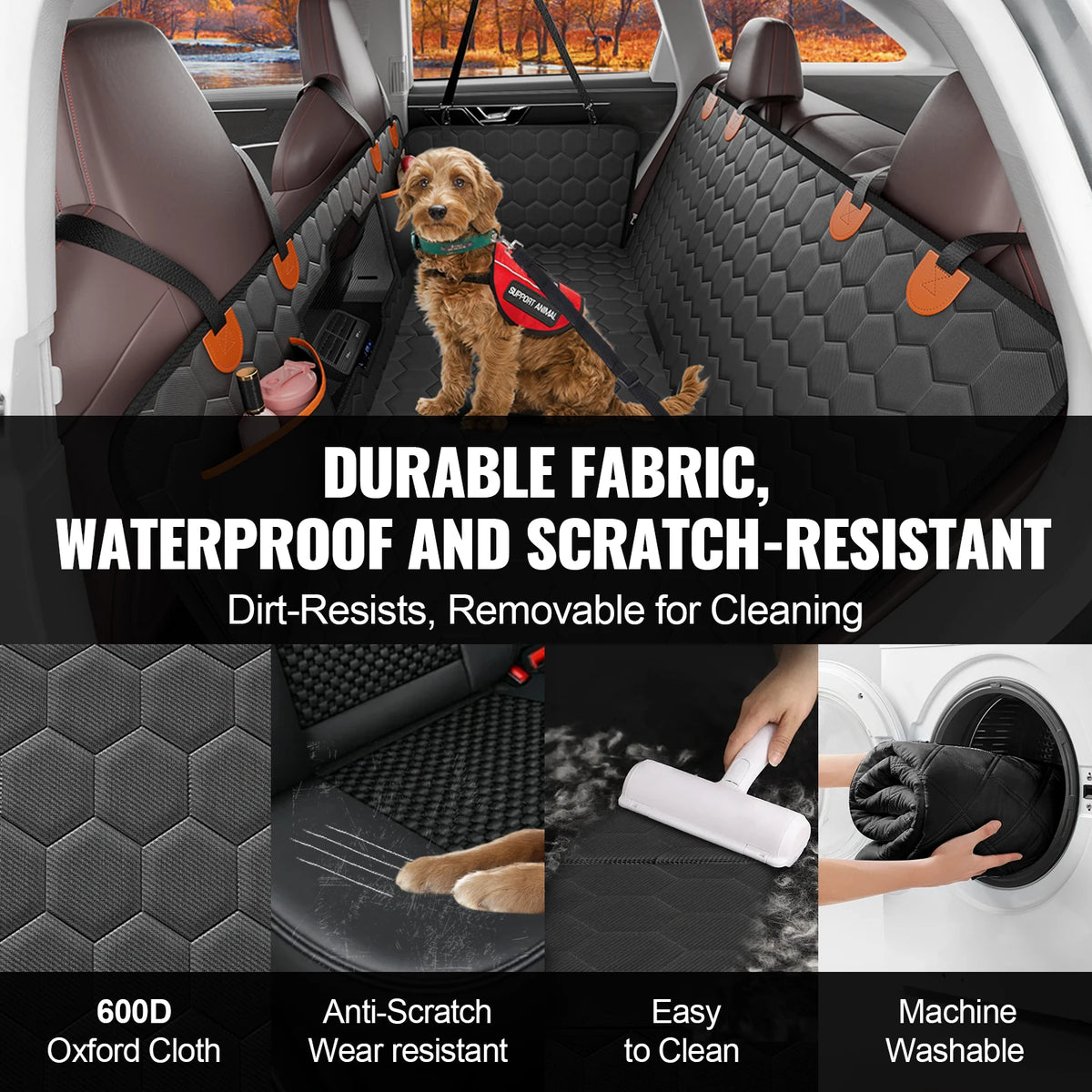 SucceBuy Dog Back Seat Extender Car Cover With Mesh Window
