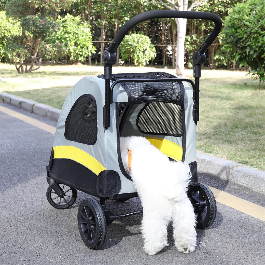 Premium Foldable Four Wheel Pet Dog Stroller And Jogger Wagon