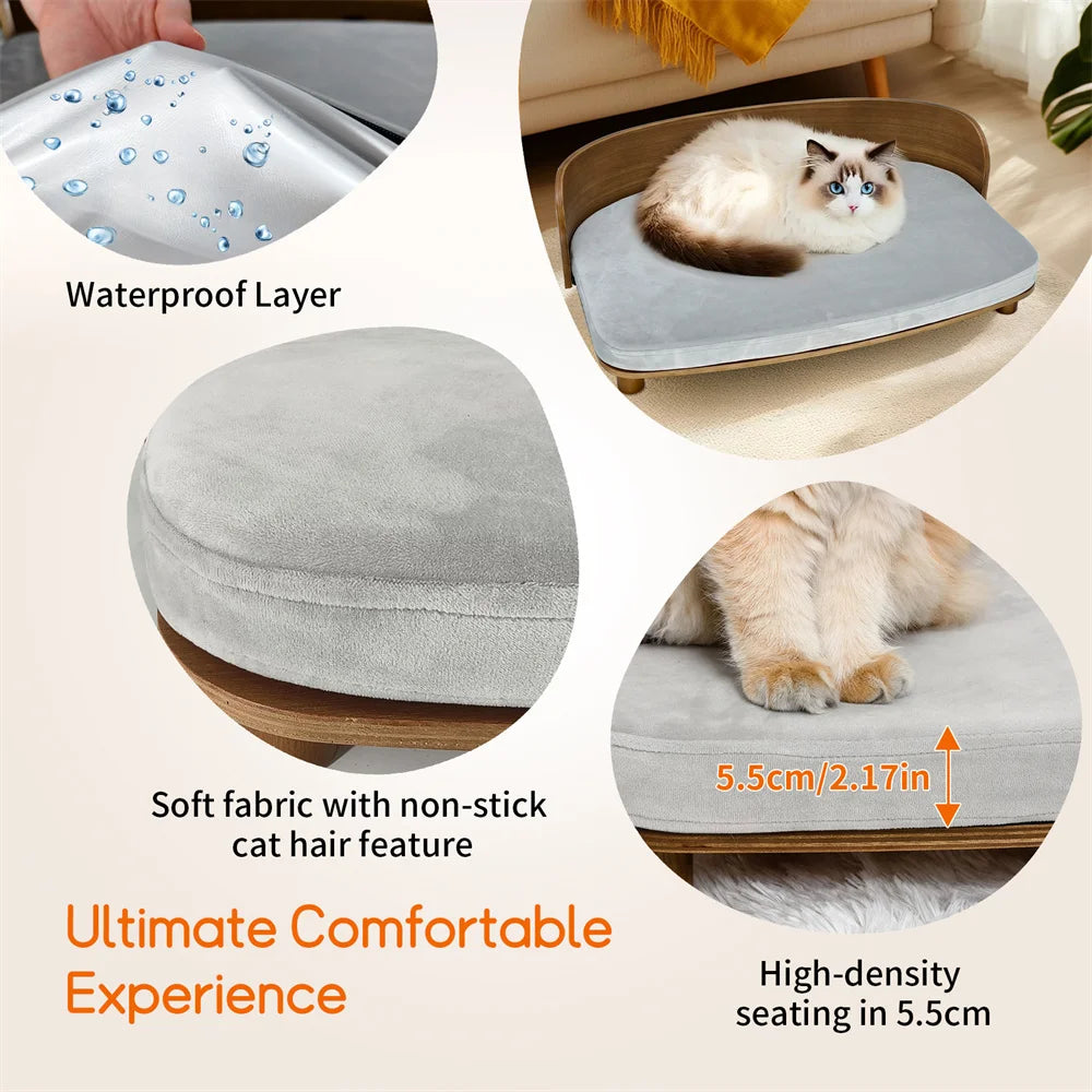 Borwart Elevated Wood Pet Sofa Bed Waterproof Cushion For Pets
