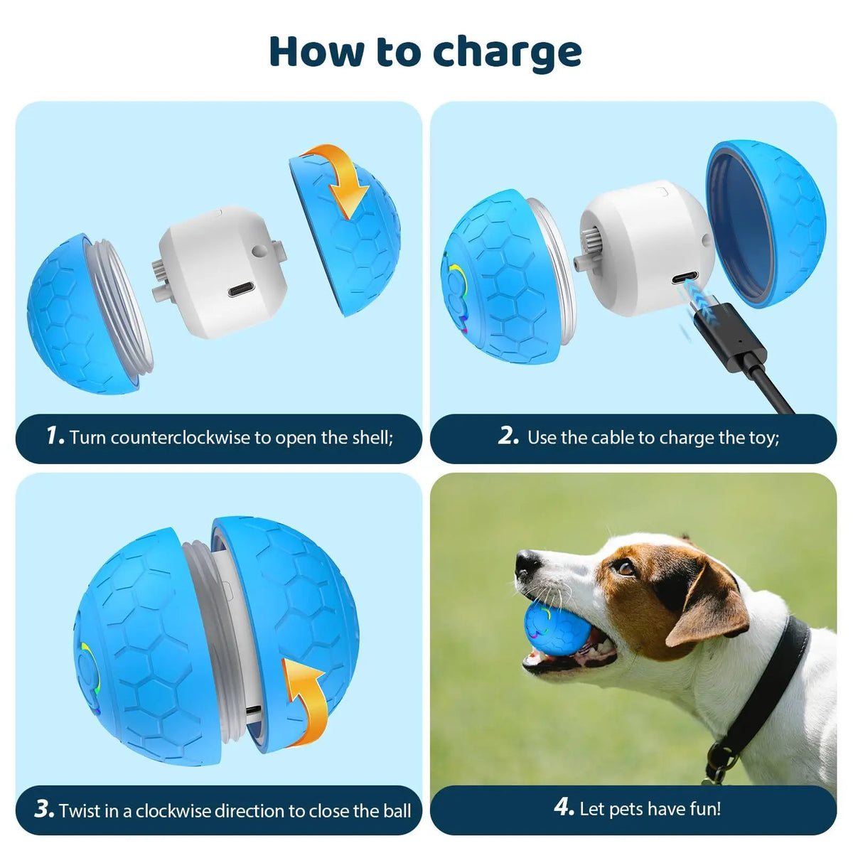 Automatic Interactive Dog Toy Ball With USB Rolling And Bouncing