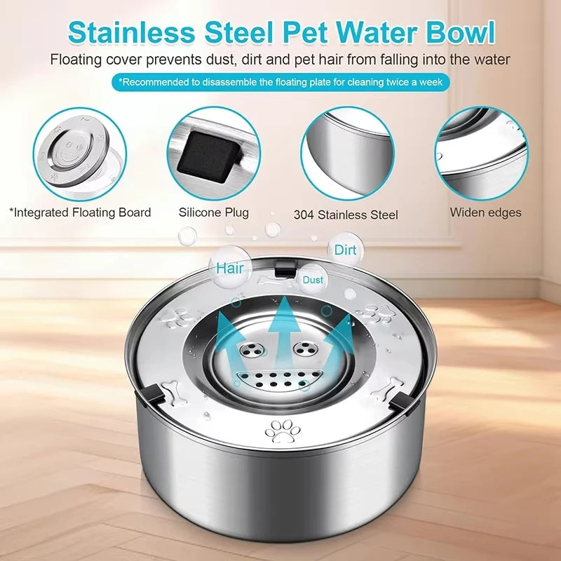 Stainless Steel Floating Dog And Cat Water Feeder Bowl
