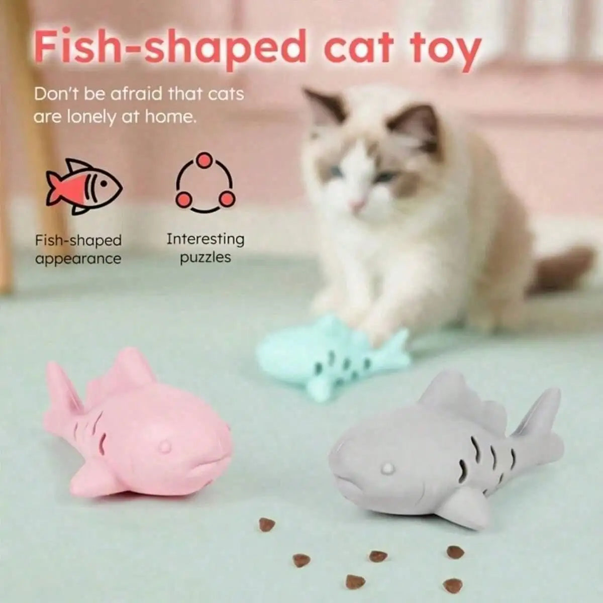 Silicone Fish Shaped Slow Feeder Puzzle Toy for Cats and Dogs
