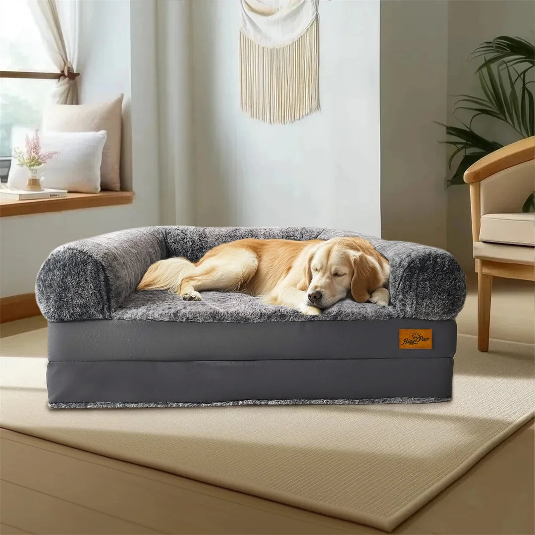 Bingopaw Orthopedic Calming Dog Bed With Removable Plush Cover
