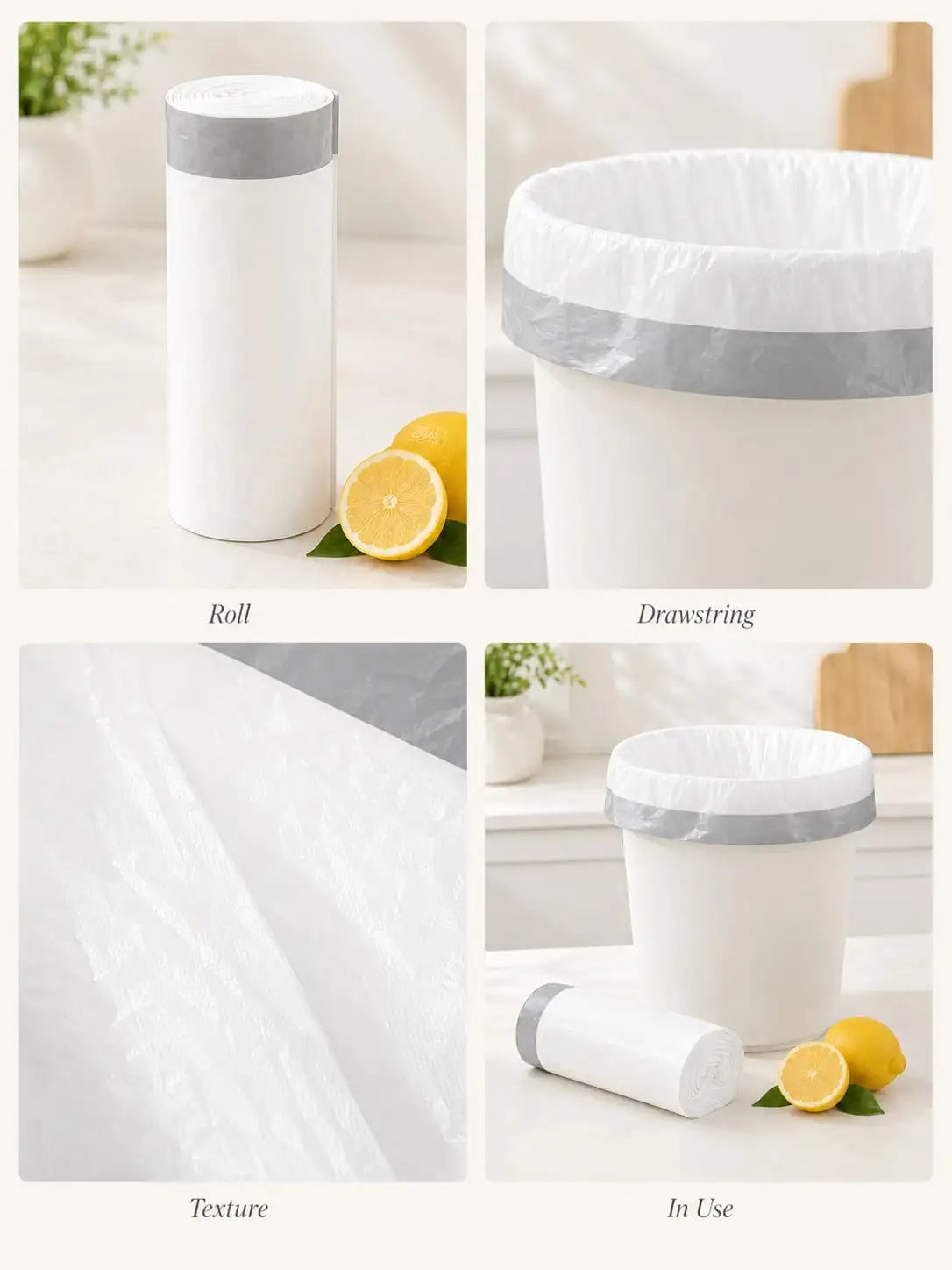 Drawstring Disposable Trash Bags for Bathroom Kitchen and Home Use