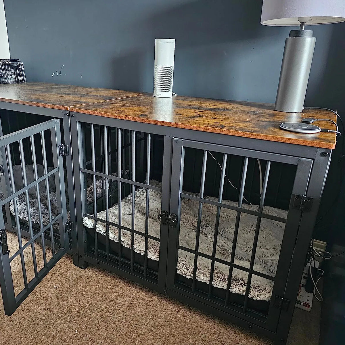 Borwart Wooden Elevated Dog Crate Kennel With Removable Tray