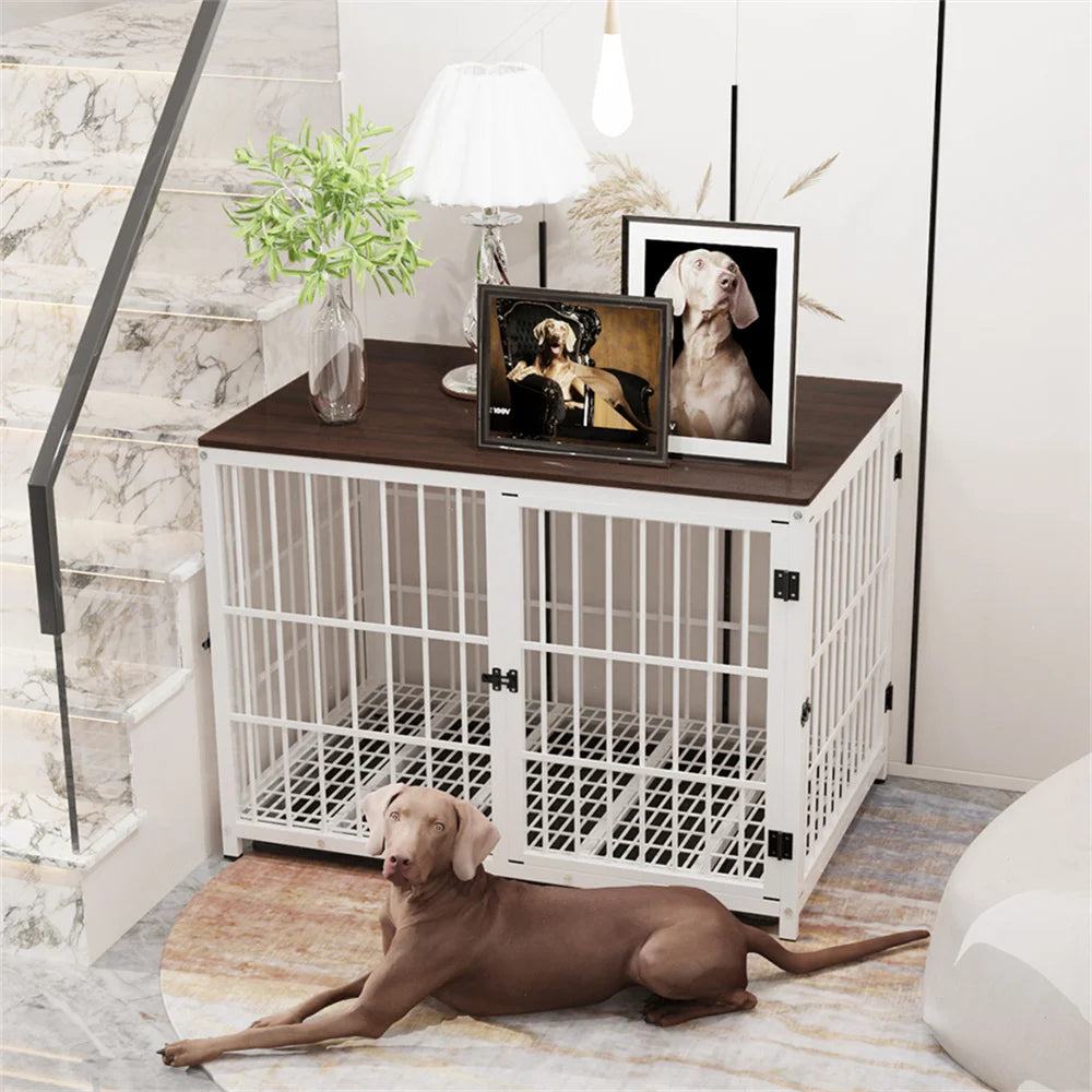 Borwart Wooden Elevated Dog Crate Kennel With Removable Tray