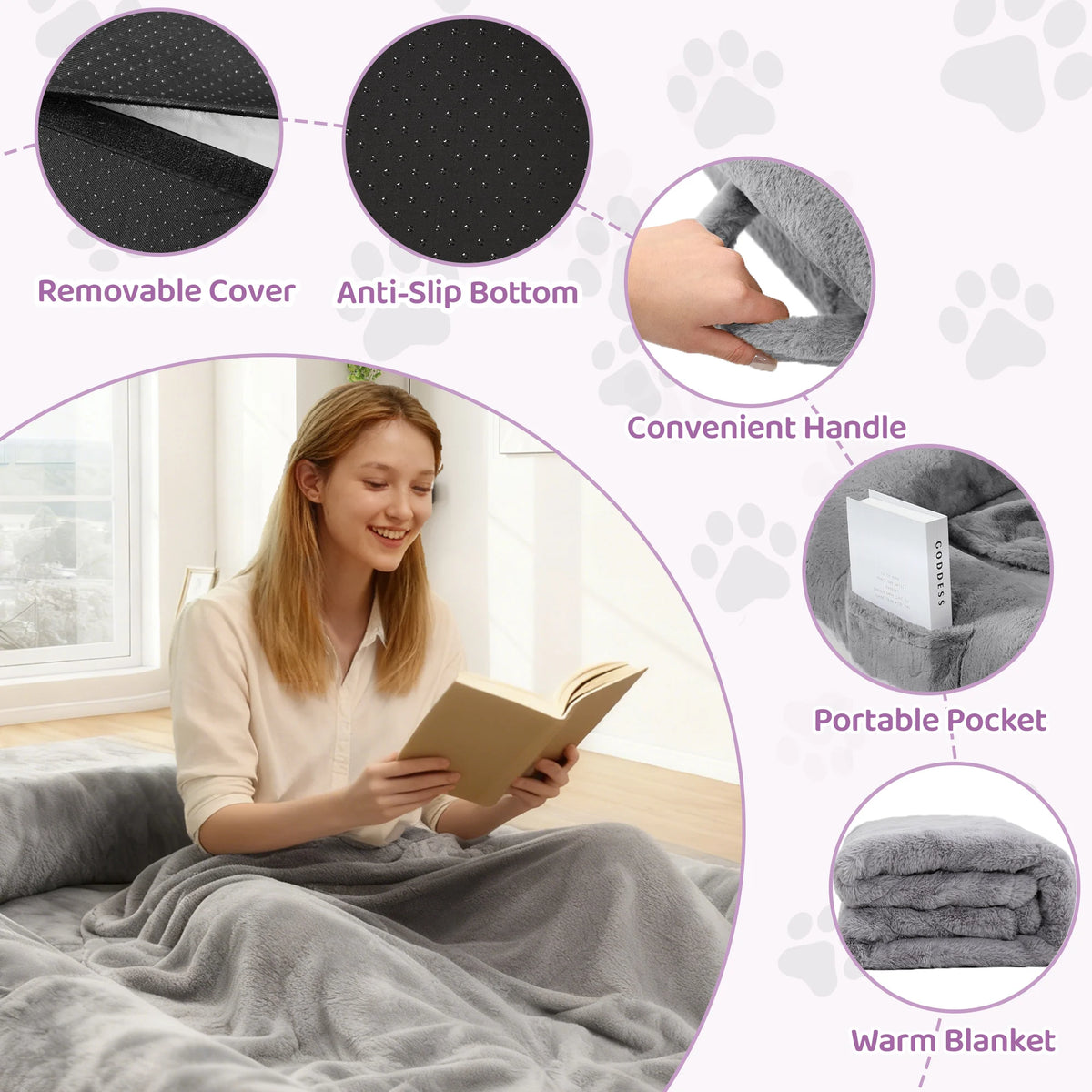 Orthopedic Human Dog Bed With Removable Faux Fur Cover