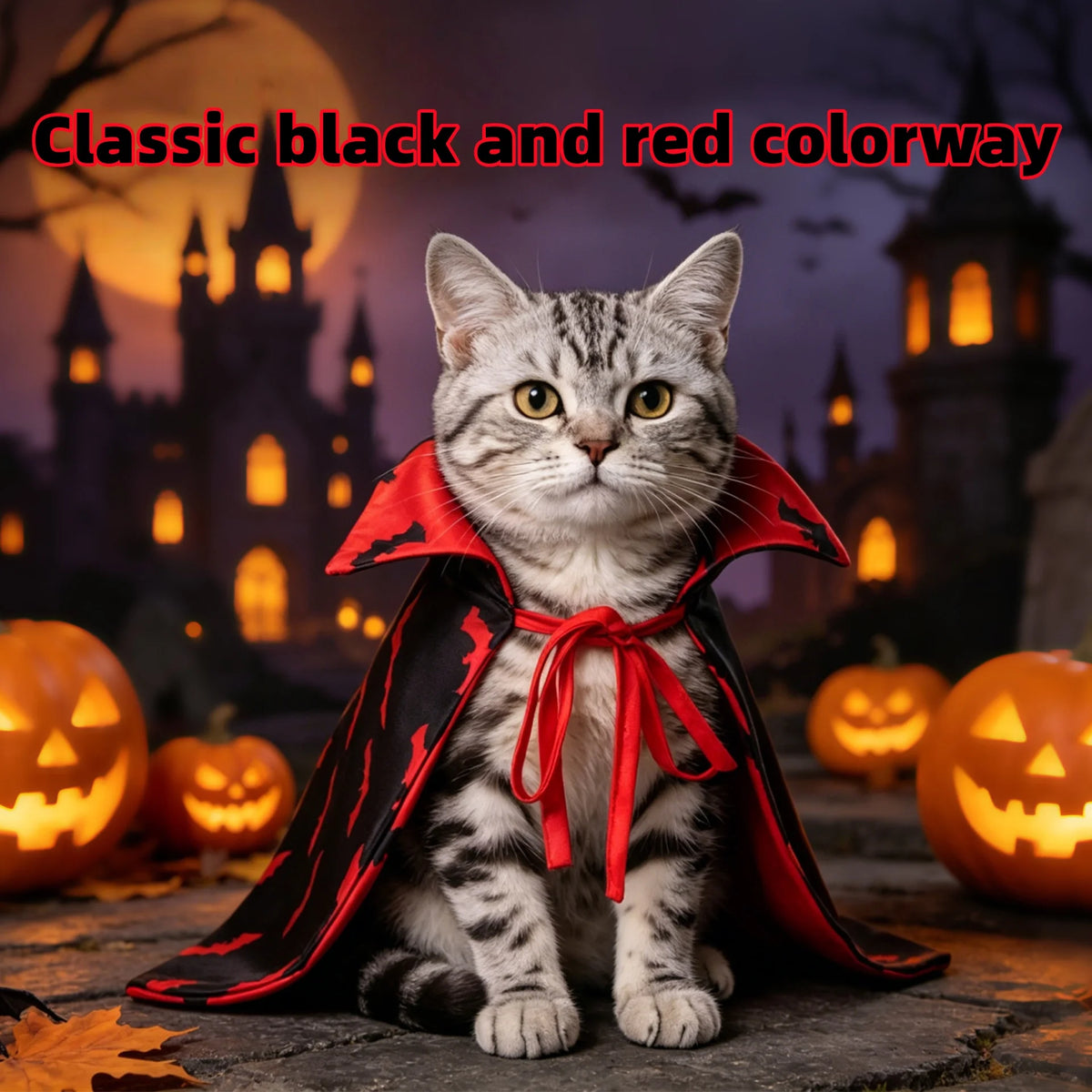 Halloween Reversible Bat Pet Vampire Cape Costume for Cats Dogs
