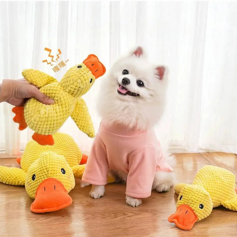 Soft Interactive Squeaky Plush Duck Chew Toy For Dogs