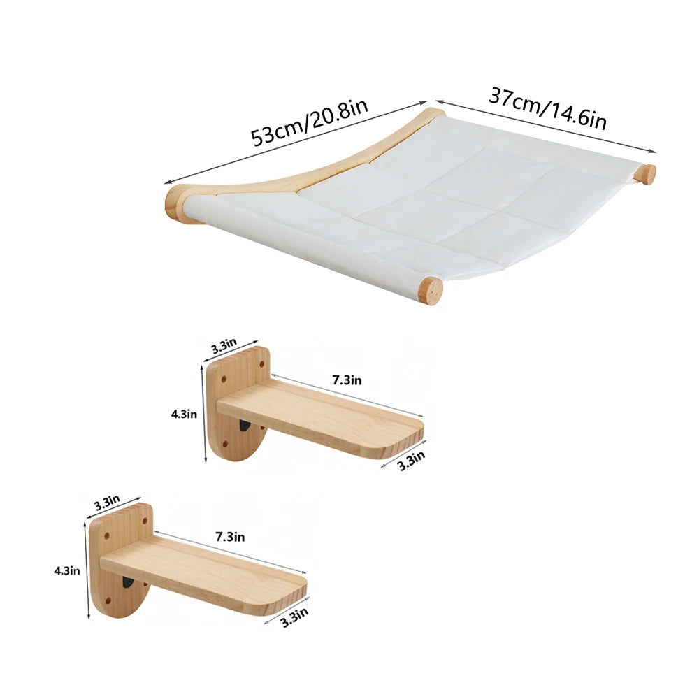 CWV Wall Mounted Cat Hammock Climbing Shelf With Scratching Perch