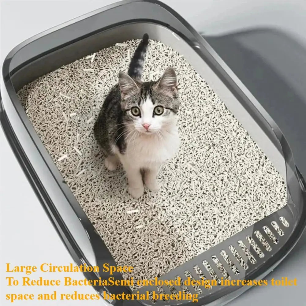 Semi Enclosed Cat Litter Box With High Sides Indoor Use