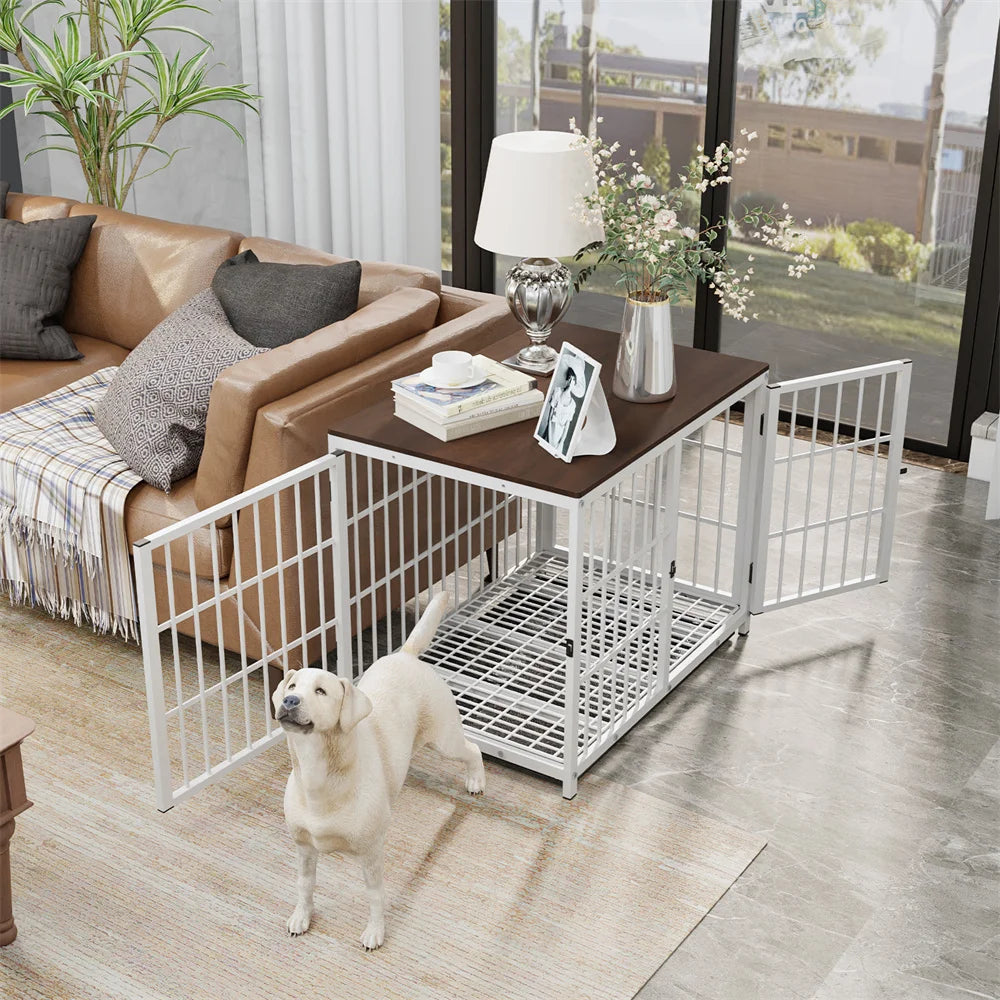Borwart Wooden Elevated Dog Crate Kennel With Removable Tray
