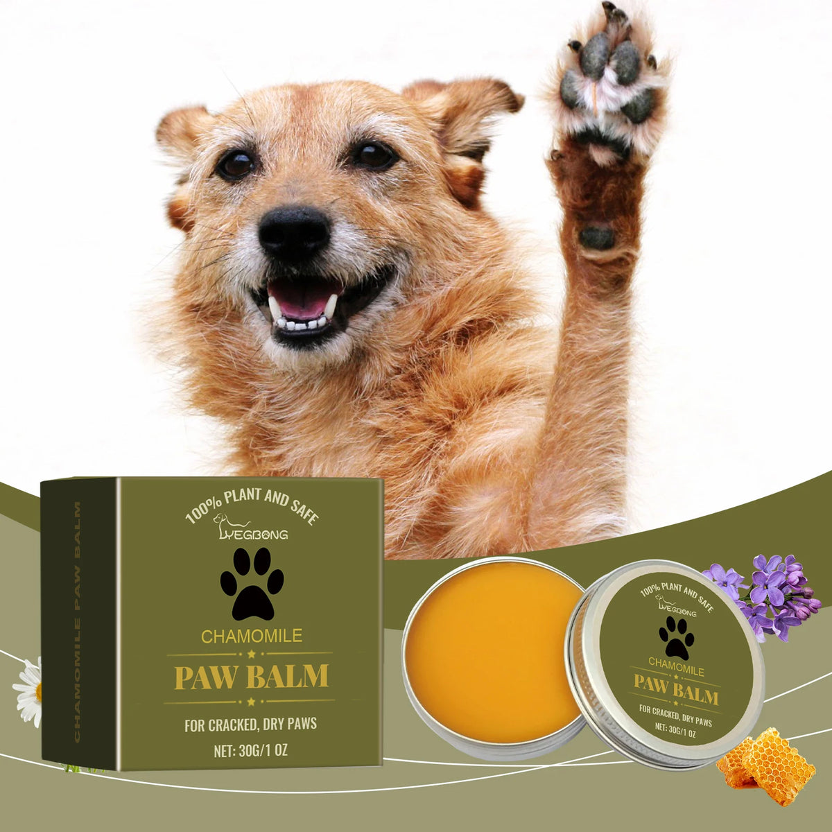 Pet Paw Balm For Dogs And Cats, Chamomile Moisturizing Paw Cream, Soften & Protect Dry Cracked Paw Pads
