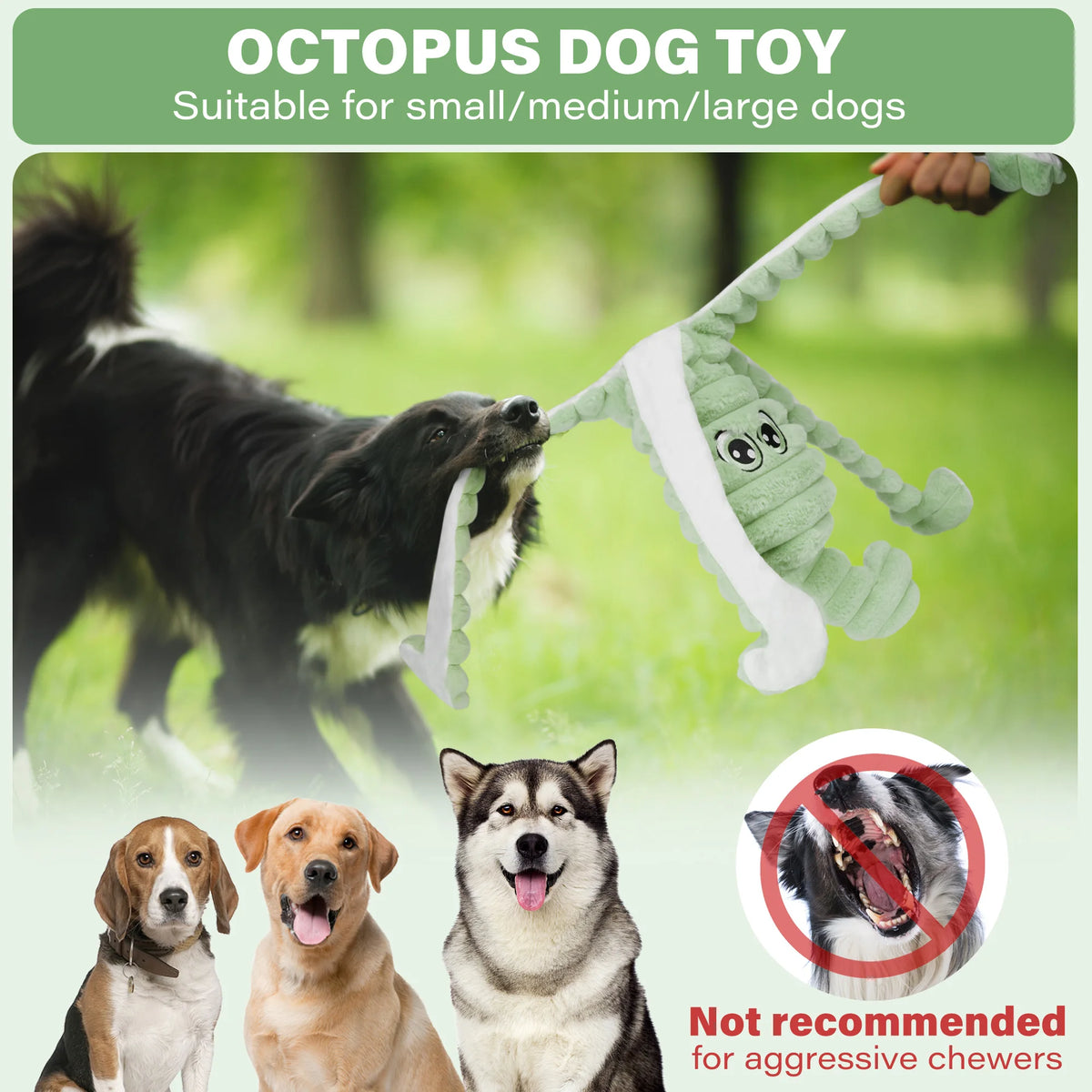 Octopus Design Squeaky Plush Dog Chewing Toy For Teething