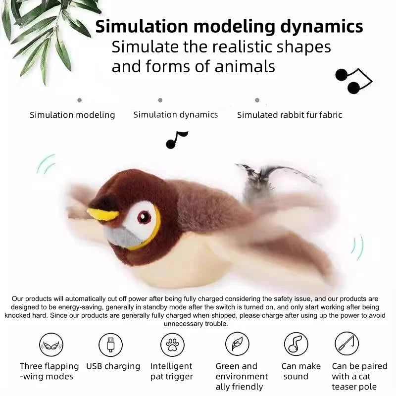 Interactive Simulated Chirping Bird Cat And Dog Toy