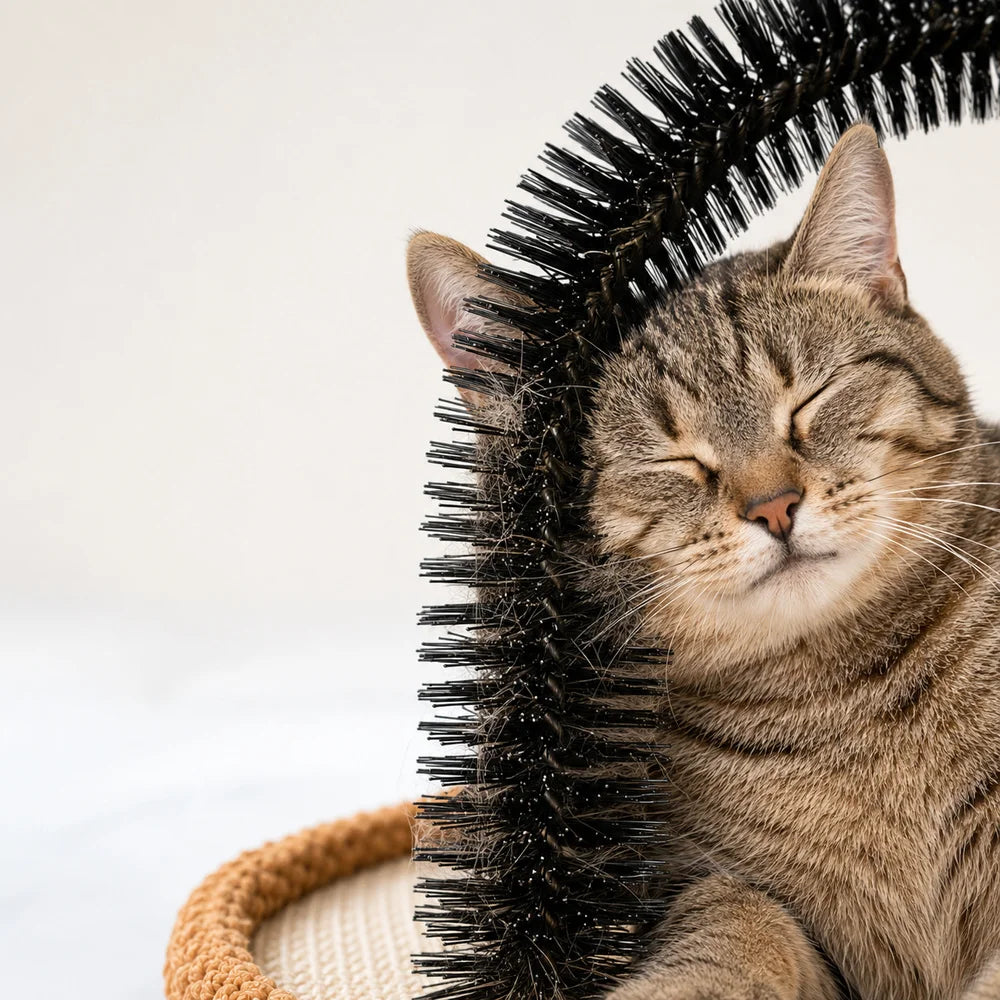 Cat Self Groomer Arch With Sisal Scratcher And Hanging Toy