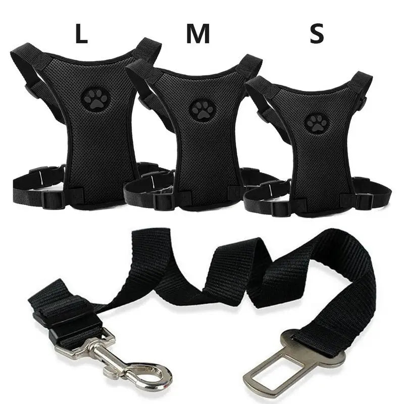 Adjustable Dog Vehicle Seatbelt Harness With Breathable Mesh Design